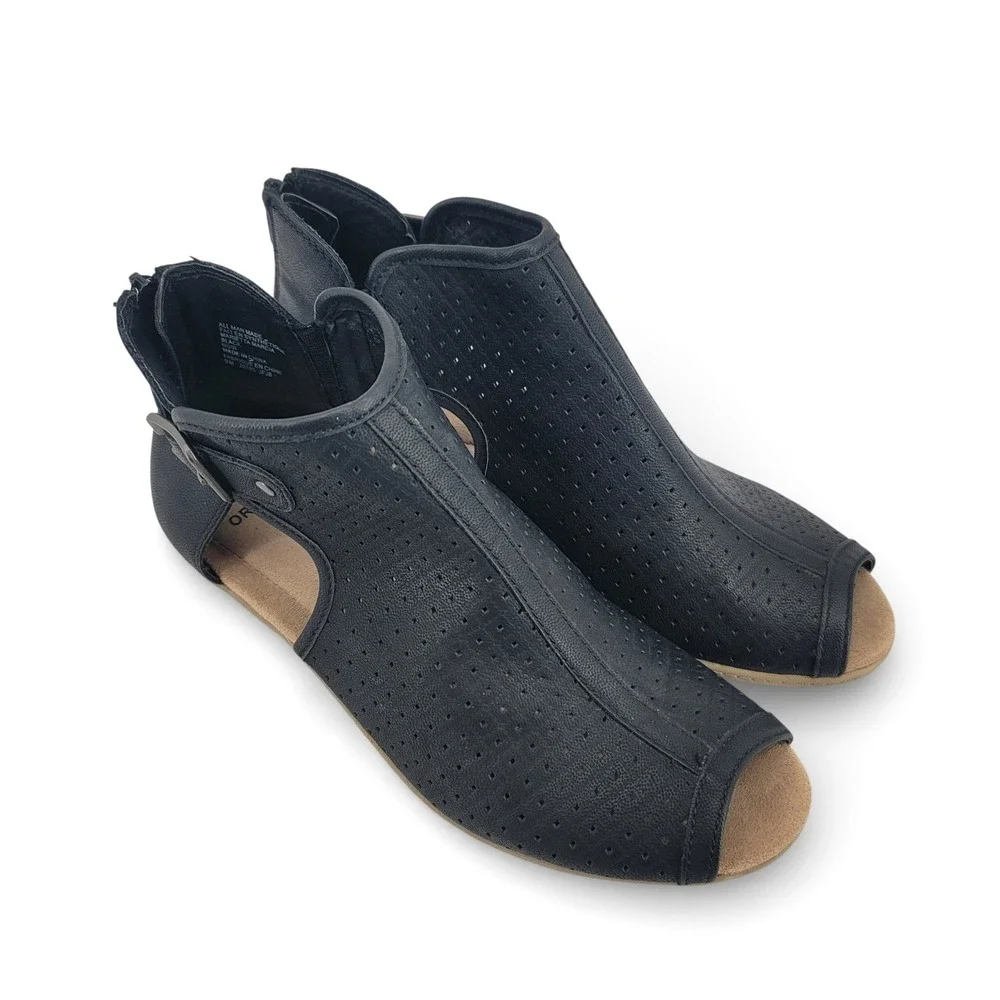 Earth Origins Marietta Marcia Womens 9 Black Peep Toe‎ Ankle Booties Comfort
